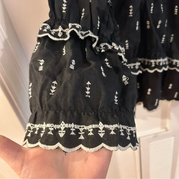 ISABEL MARANT ÉTOILE Daniela Boxy Embroidered Ruffle Blouse, Black - Picture 4 of 8